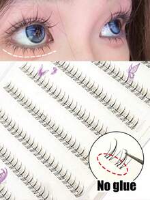 120pcs/Set Small Flame Style C-Curl Transparent Stem False Eyelashes, Glue-Free DIY Cute Cartoon Natural Look, Reusable, Lightweight And Easy To Use, Suitable For Daily, Commute, Party And Other Occasions - C - View 6