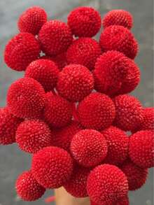 10/20支 綠色人造金鈕扣球花花束，直徑約1.5英吋，適用於居家裝飾、拍照道具、DIY婚禮佈置 - 紅色 - 查看 4