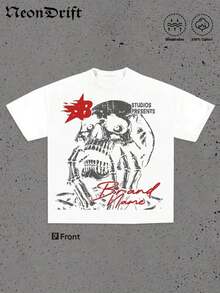 Camisetas unisex casuales de primera calidad, estilo Y2k, regalos divertidos para Halloween, Navidad y Acción de Gracias, con estampados originales. Camisetas de manga corta de algodón puro para hombre, cómodas y transpirables, ideales para uso casual al aire libre y en la calle, con cuello redondo. Una marca de moda de alta calidad, un regalo sorpresa para familiares y amigos. - Blanco - Ver 2