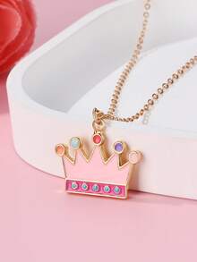 1 buah Kalung Liontin Cherry Berbentuk Mahkota Enamel Kartun Lucu untuk Anak Perempuan, Kotak Hadiah, Cocok untuk Pemakaian Sehari-hari, Hadiah, dan Festival - MultiWarna - View 2