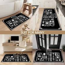 1pc Kitchen Rules Pattern Non-Slip Floor Mat, Holiday Party Decor Carpet, Anti-Fatigue Rug, Quick Dry Carpet For Kitchen, Hallway, Bathroom, Laundry Room, Home Decor - Multicolor - View 2