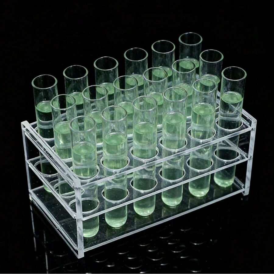 1pc 18-Hole Acrylic Transparent Test Tube Rack, Acrylic Transparent Test Tube Rack, Centrifuge Tube Rack, Laboratory Display Rack, Laboratory Supplies, 16mm Diameter, Suitable For Chemical Laboratory Test Tubes - View 1
