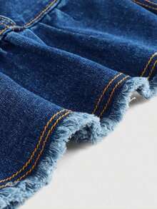 Chaqueta vaquera informal de mujer con manga abullonada y cruzada con lazo - Azul lavado medio - Ver 3