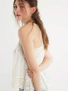 Women Camisoles Lace Spaghetti Strap Casual Tank Tops Summer Fashion Sleeveless Tops Streetwear - Blanco - Ver 4