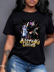 A Vibrant Tribute To , Featuring His Signature Skull Face Paint, Intense Performances, And Beams Of Energy And His Name In Gold, Highlighting His Musical Passion And Unique Charisma-Perfect For Fans. Women's 100% Cotton T-Shirt, Casual Short Sleeves. - 黑色 - 查看 7