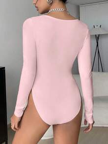 ajustado de cuello cuadrado - Rosa - Ver 2