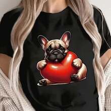 Printed T-Shirt For Men And Women - 黑色 - 查看 1