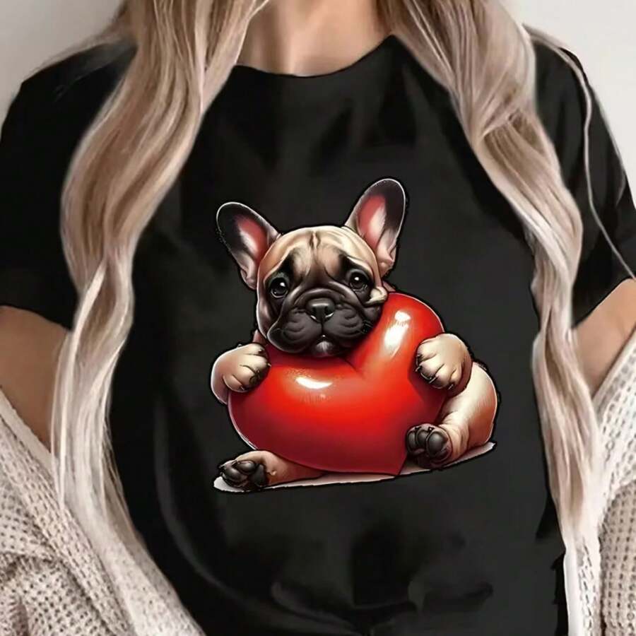 Printed T-Shirt For Men And Women - 黑色 - 查看 1