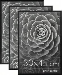 Americanflat Cornice 40x60 cm Schwarz - Set aus 3 60x40 cm Bilderrahmen mit dünnem schwarzem Rand und schützender Kunststoffplatte - mit integrierten Haken auf der Rückseite zum Aufhängen - 30 x 45 cm - Übersicht 1