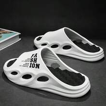 Men's Thick Sole Sandals With Lettering, Outdoor Sports Slippers, Summer Home Indoor Soft Breathable Flat Flats - Multicolor - View 2