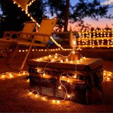 1pc 10/20/40/80LED Crystal Ball String Lights -- Battery Powered Hanging String Lights, Ball Diameter 1.7cm/0.66in, Perfect For Holiday Celebrations, Weddings, Outdoor Camping, Camping Parties, Garden, Yard, Gardening Decoration, Essential Outdoor Decor - Multiple Styles - View 7