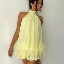 Women's Chiffon Elegant Butter Yellow Halter Tie Mini Dress,Women Dating Dress,Women Night Out Dress,Summer Dresses For Women, Honeymoon Outfits Woman .Women Wedding Guest Dress. Island Vacation Outfits,Wedding Guest Dress Women ,Sun Dresses For Women ,Elegant Dresses For Party, Birthday Dresses For Women - Rosa - Ver 7