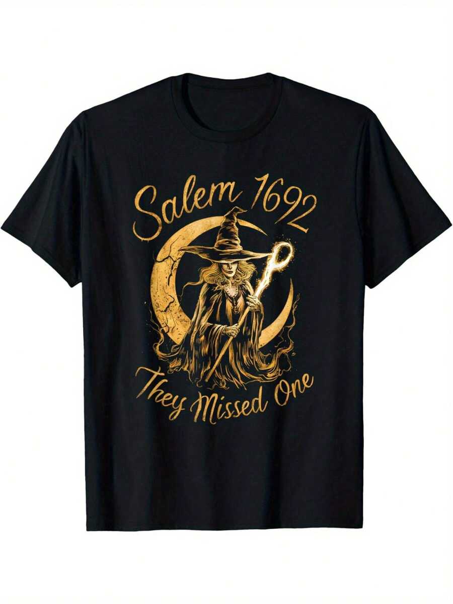 Camiseta unisex, para hombreSalem1692BrujaPruebaGráficoModaTCamisaNegroconDoradoSalemBrujaMurciélagosDiseñoInformalRedondoCuelloTeeparaHalloweenTemáticoFestividadesInformalVestimentaDivertidoBrujaHistoriaRopaMáquinaLavableIdealRegaloparaBrujasHistoriaBuffsHAjusteparaHombresWoMen'springVeranoOtoñoDesgasteBrujaTemáticoImprimirconEllosPerdidoUnoEsloganPerfectoparaInformalSalidasAl aire libreActividadesHalloweenDisfrazDuraderoMaterialCómodoFit,ropademujerblusasparadamacasualescamisasdemujerblusablusasparamujercamisas, GráficasimpresoAmigable con la piel, estilo de los 90Retro, Ropa Urbana, De ModacasualCamisetas, GráficasimpresoAmigable con la piel, estilo de los 90Retro, Ropa Urbana, De Modacasualcamisetas - Negro - Ver 1