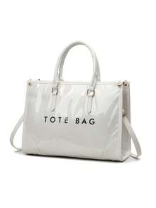 Multifunctional Portable Fashion Tote Bag With Detachable Shoulder Strap, Transparent Material, For Work, Daily Commute, Women - White - View 6