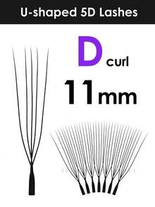 Seedew 1pc 12Rows U-Shaped 4D/5D Lashes U Lash Extensions U-4D U-5D 0.07mm Mix8-15mm Mix8-13mm C D L LU Curl Eyelashes Volume Eyelash Natural Soft DIY Premade Fan False Eyelashes - Black - View 25