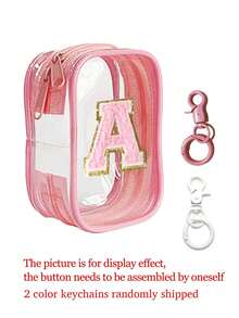 Portable Mini Transparent Zipper Storage Bag, Towel Letter Embroidery Pouch, Multi-Functional Compact Organizer With Keychain, Earphone Charger Data Cable Storage Box, Transparent Travel Accessory For Small Items, Suitable For Jewelry Bracelet USB Data Cable Storage, Ideal For Women Girls Daily Commute, Travel, Back To School, Gift - Multicolor - View 9