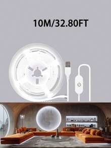 USB Powered LED Strip - Flexible Bendable LED Light Strip, Plug And Play, Touch Switch, Long Press To Adjust The Brightness, Easy Installation With Adhesive, Can Be Cut,Used For Cabinets, Bathroom Cabinets, Home, Wardrobes, TV Backlight, Lighting Atmosphere, Suitable For Home, Wedding, Kitchen, Cabinet, Under Cabinet Lighting - Compatible With Computer, Tablet, Power Bank Ports And Home Decoration - White - View 14
