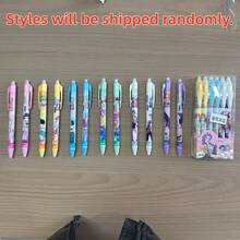 Idol Group 12Pcs Hot Erasable Click Gel Pens, Cartoon Print Student Writing Pens, Daily Office & School Stationery, Random Style - Multicolor - View 7