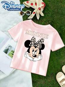 DisneyCute Cartoon Style Men's T-Shirt Minnie Mouse Print Summer Wear For Kids And Teens Gift - Hồng - Xem 2