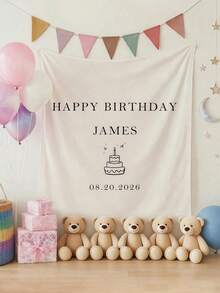 Faixa de Aniversário Personalizada, Bandeira de Nome de Aniversário Personalizada, Placa de Aniversário em Tecido, Arte de Parede Externa, Volta às Aulas, Presente Personalizado - Multicolorido - Visão 2