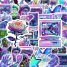 50pcs Neon Cyberpunk Vaporwave Stickers, Suitable For Decorating Diaries, Laptops, Car Bumpers, Skateboards, Water Bottles, Computers, Phones, Etc. - A - View 3
