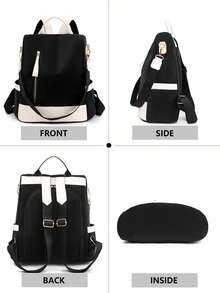 Mochila antirrobo premium para mujer; Mochila de cuero suave casual personalizada de última para mujer; Mochila de viaje multifuncional de gran capacidad y expandible; Mochila multiusos para estudiantes - Multicolor - Ver 3