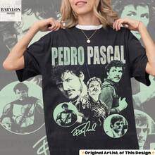 Oversized Vintage Pedro Pascal T-Shirt, Retro Pedro Pascal Fan T-Shirt, Pedro Pascal T-Shirt, Gift For Pedro Pascal Fans, Retro Pedro T-Shirt, Tribute T-Shirt To The Actor, Fashion. - 黑色 - 查看 4