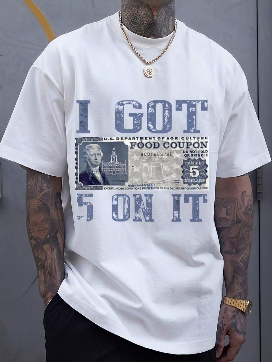 CamisetasestampadasdeCamiseta de moda, diseño con estampado azul-YoGOT5ENCENDIDOITImpresión de cupones de comida-Camiseta de estilo casual urbano, adecuada para entusiastas de la moda. -El regalo ideal para amigos y familiares, Conjuntosfamiliaresajuego,camisetasdivertidasparamujeresespañol,camisetasparaniñosyniñas,camisetasdelMundial2026,camisetasdedibujosanimado/animecamisetasconestampadodegatitos. - Blanco - Ver 1