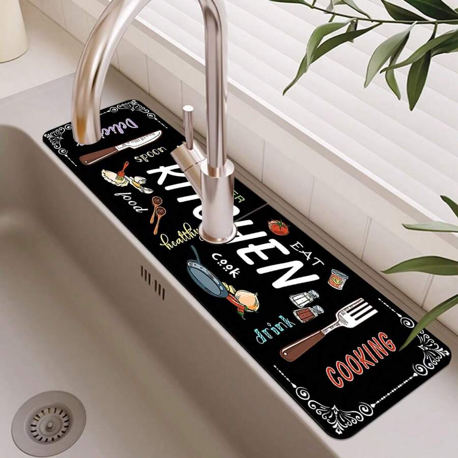 1 pieza Funda para grifo de estilo hogar dulce, hecha de fibra de poliéster, de secado rápido y fácil de limpiar, adecuada para cocina y baño, fácil de instalar, decoración diaria, regalo, alfombra de baño, funda para grifo, accesorio para grifo