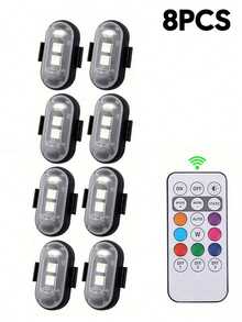 2/4/6/8pcs Rechargeable Wireless Remote Control LED Lights, 8 Colors Mini Anti-Collision Safety Lights Suitable For Cars, Drones, Motorcycles And Bicycles, High Brightness USB Rechargeable Warning Lights - A - View 14