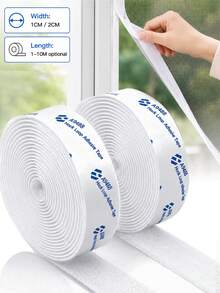 Pita Perekat Kait dan Loop untuk Tirai Jendela, Pita Perekat yang Dapat Dipotong untuk Pemasangan Tirai Jaring, Perbaikan DIY Jendela Rumah - Putih - View 1