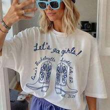 Oversized T-Shirts, Short Sleeve, 100% Cotton, 1 Piece, Personalized For Bachelorette Parties "Let's Go Girls", Country Cowboy Style T-Shirts, "Nashville Austin Last Rodeo" Bachelorette Party T-Shirts, Personalized Gift For Valentine's Day/Engagement/Wedding/Holidays/Everyday Life, Easter Sets For Women, "Mom Life" Graphic Tee, Mother's Day Gift Sets, Unisex Oversized USA Style Soccer T-Shirt, World Cup Match Day Set, Funny Oversized Graphic Tee For Women. Breathable Cotton T-Shirt, Goes With Everything. 100% Cotton. - 白色 1 - 查看 6