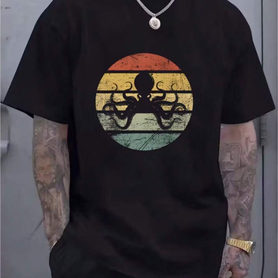 Printed T-Shirt For Men And Women - Black - View 1