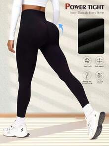 Quần legging cạp cao co giãn cao, quần tập yoga mùa xuân/hè, quần bó yoga nữ, đồ mặc nhà co giãn nhanh khô - màu đen - Xem 3