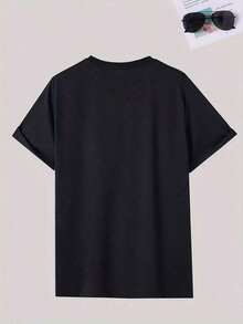 Camiseta de manga corta para hombre, moderna y elegante, con diseños estampados únicos para el verano. Adecuado para diversas ocasiones, con una amplia gama de colores y estilos. ESQX - Negro - Ver 4