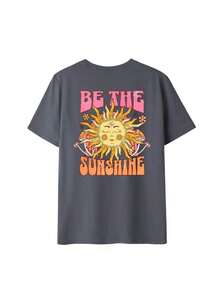 Women's Short-Sleeved T-Shirt, Vintage Style With Letter And Graffiti Print, Comfortable, Breathable, Loose And American Hippie Style, Suitable For The Cherry Blossom Season In Spring, Outdoor Music Festivals, City Walks, Park Visits And Light Summer Vacation. - 深灰色 - 查看 2