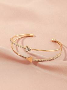 NAIZHU Brazalete cuff con diseño triángulo con diamante de imitación - Amarillo Oro - Ver 1