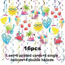 16/48pcs Summer Beach Theme Hanging Decorations, Hawaiian Party Ribbons, Birthday Party Hanging Decor - Multicolor a - View 9