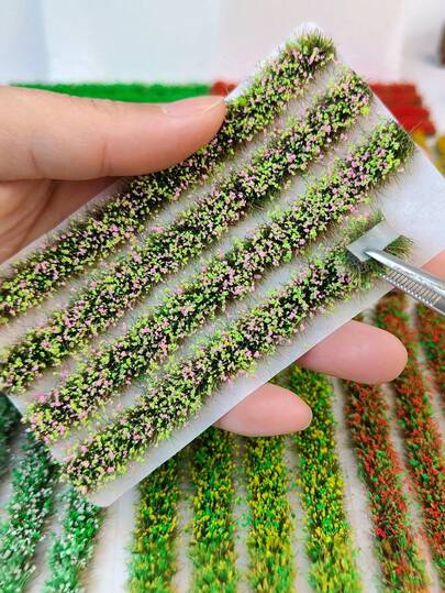 4pcs/Box Mini Floral Cluster Model, 2.3*3.4in, Easy Assembly, Diorama Material DIY Handcraft, Mixed Colors For Train Landscape, Railway Diorama, Military Model Making DIY, Suitable For Miniature Model, Micro Landscape, Fairy Garden And Train Model Railway, Gardening Decor, Garden And Patio Decoration