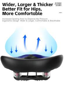 Cojín de asiento trasero de bicicleta WEST BIKING, diseño hueco, extra ancho y cómodo, impermeable, con doble amortiguación, asiento suave y grueso, adecuado para bicicleta de montaña, bicicleta de carretera, bicicleta eléctrica - Multicolor - Ver 7