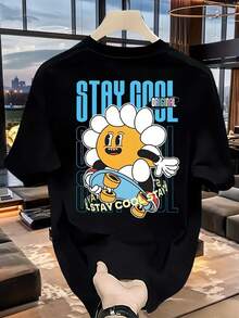 Nueva camiseta de manga corta para mujer de 180 g,% algodón - Camiseta casual versátil con estampado de verano para hombre - Camiseta con estampado de verano para parejas - Unisex - Regalo para vacaciones - Negro - Ver 11
