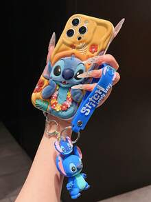 Disney Lilo And Stitch Phone Case : 3D Fluffy Pattern Border Protector Phone Soft Phone Case With A Free Cute Stitch Bracelet Chain Lanyard, Stitch, Lilo, Angel, For Apple 17 Promax 17 Pro 16 15 14 13 12 11 Pro Max XS Max X XR Soft Cover Summer Phone Case - trắng - Xem 4