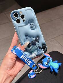 Disney Lilo And Stitch Phone Case : 3D Fluffy Pattern Border Protector Phone Soft Phone Case With A Free Cute Stitch Bracelet Chain Lanyard, Stitch, Lilo, Angel, For Apple 17 Promax 17 Pro 16 15 14 13 12 11 Pro Max XS Max X XR Soft Cover Summer Phone Case - White - View 3