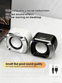Acer Speaker audio-visual desktop 2.0 kelas atas, suara surround stereo dua saluran, remote kontrol berkabel terintegrasi, kompatibel dengan desktop dan laptop, desain minimalis dengan performa bass yang luar biasa, cocok untuk kantor dan hiburan. - View 4