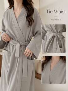 1pc Waffle Bathrobe, Unisex Adult Kimono Robe, Spring/Summer Yukata, Hotel/Spa Robe, Absorbent & Quick-Dry, Loose Fit, Multi-Color, Lightweight Quick-Dry Soft Robe With Adjustable Belt(The Product Runs Small, We Recommend Ordering One Size Up) - Multicolor - View 6