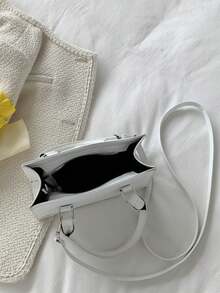 Fashionable Versatile Solid Color Handbag - White - View 4