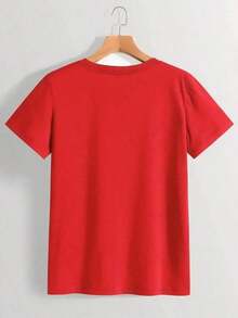 Comfortable Women's Fun Printed T-Shirt - Casual Short-Sleeve Crew Neck Top, Loose Fit, Machine Washable For Year-Round Comfort, Casual Wear; Relaxed Style; Durable Print, Perfect For Holiday Gifts. Loose And Versatile Women's Short-Sleeve T-Shirt - 黑色 - 查看 8