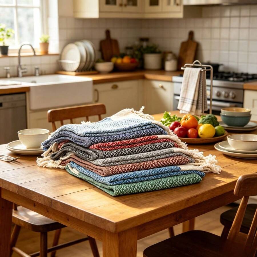 1pc Diamond Plaid Kitchen Towel, Highly Absorbent, Reusable, Quick Dry, Size 40x100cm, Checkered Tea Towel, Kitchen Hand Towel, Available In Multiple Colors, Suitable For Kitchen & Dining Room - Multicolor - View 1