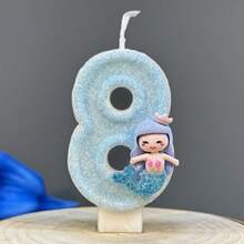 1 cây nến số thủ công sáng tạo chủ đề nàng tiên cá từ 0-9, màu xanh nhạt, thích hợp để trang trí bánh sinh nhật, tiệc chủ đề đại dương, lễ kỷ niệm sinh nhật lần thứ nhất. - Xem 15