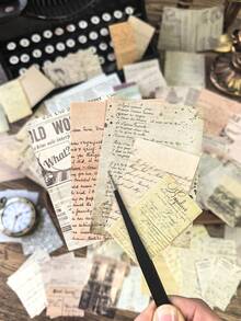 100 lembar/paket Kertas Dekoratif Bergambar Koran Vintage dengan Latar Belakang Huruf Inggris - BQ961-Koran pagi pagi - View 6